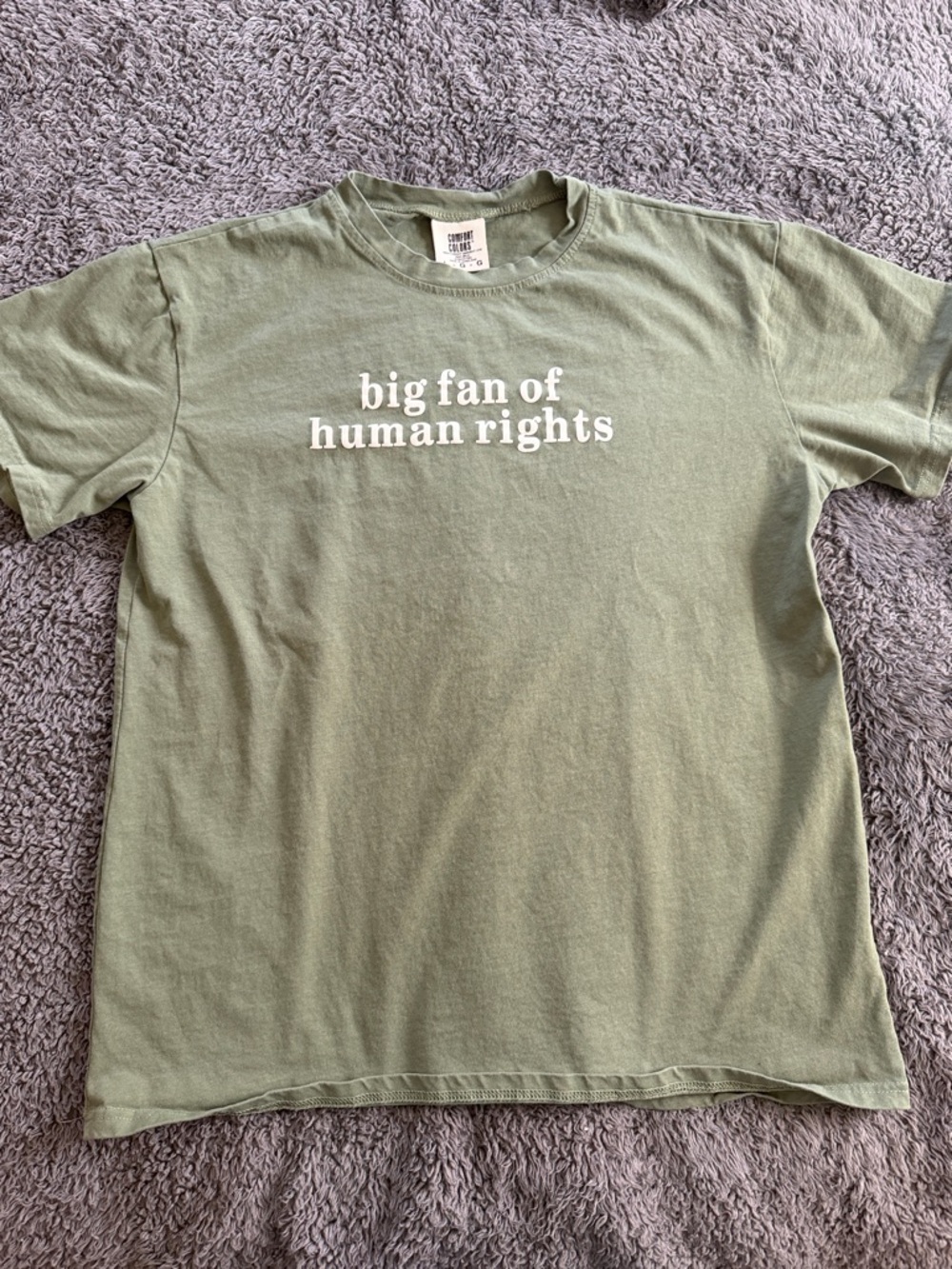 Comfort Colors Olive Green 'Big Fan of Human Rights' Tee